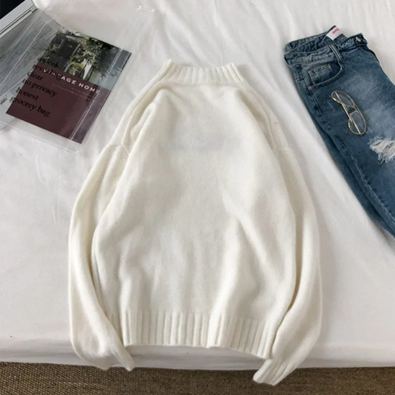 Winter Thick Sweater Men's Warm Fashion Embroidery Casual Knit Sweaters Man Loose Long-sleeved Pullover Sweter Clothes Men