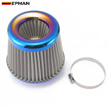 

EPMAN Universal 3" Aluminium Mesh Cold Short Ram Air Intake Filter Stainless Steel Mesh Air Filters Burnt Blue EPAF76NEO