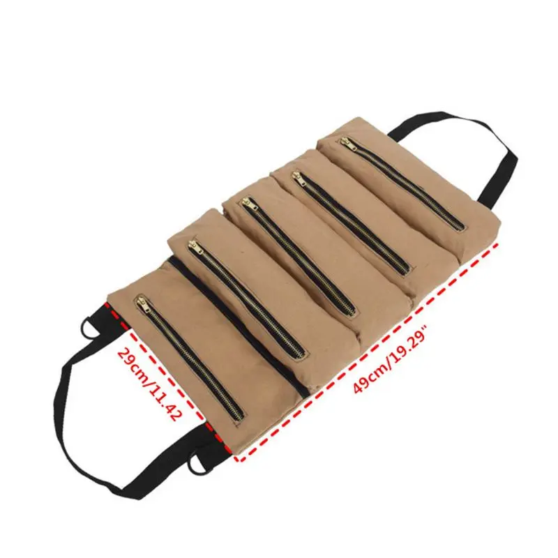 Холщовый инструмент рулон гаечный ключ сумка Многоцелевая сумка для инструментов для автомобиля висячий инструмент на молнии Сумка-переноска