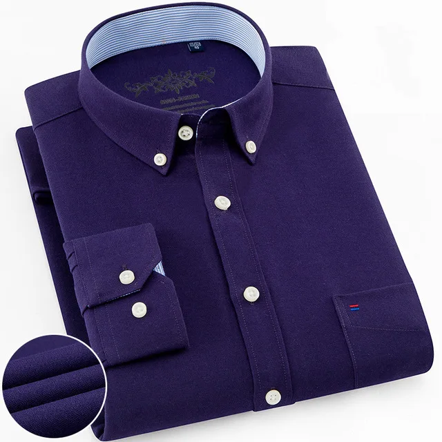 Male shirts 52 Мужская рубашка в Оксфордском стиле, Классическая деловая Повседневная однотонная брендовая мужская рубашка с длинным рукавом, рубашка с карманами, Повседневная рубашка - Цвет: Male shirts 52