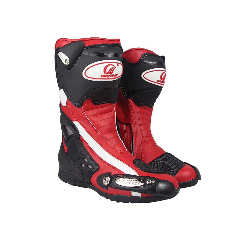 Мотоциклетные ботинки для верховой езды; Мужская обувь в байкерском стиле; Botas; ботинки для мотокросса; байкерские ботинки для внедорожных гонок; ботинки для верховой езды - Цвет: B1002-Red