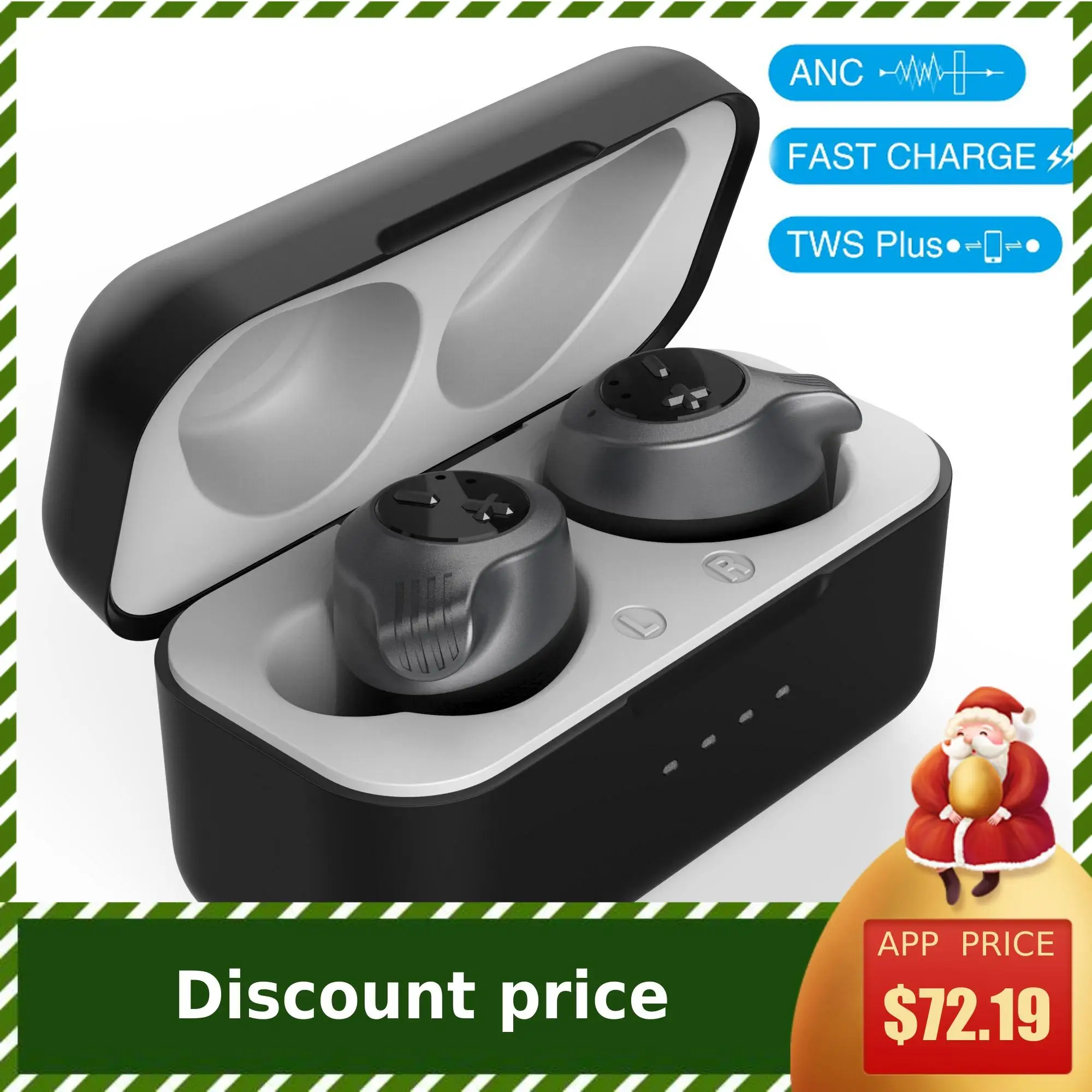 

ANC True Bluetooth Wireless Earphone 5.0 Active Noise Cancelling Bluetooth Earphones TWS TYPE-C Fast Charger Wireless Earbuds