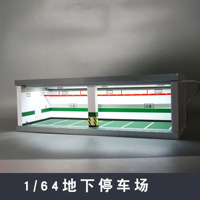6 Spaces 1/64 Underground Parking Lot Garage Placement Alloy Car Model Collection Display Scene Props 1