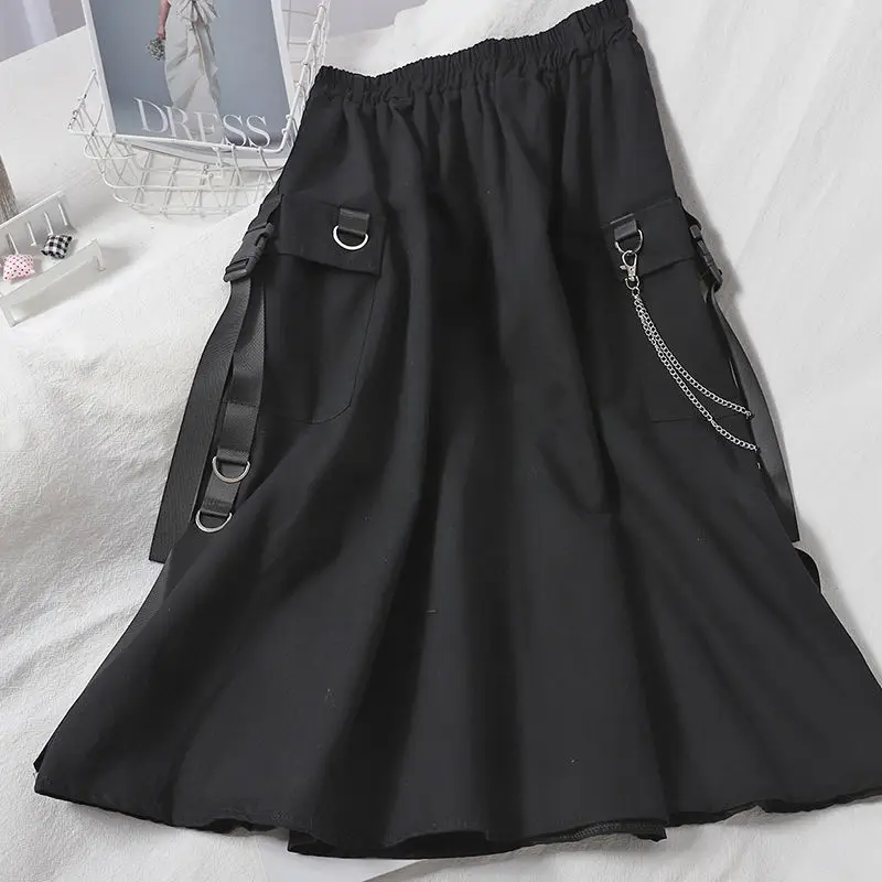 

2021 Spring Autumn New Skirt Women Cotton Casual Loose Solid Color Summer Ankle-Length Skirt Female Costume