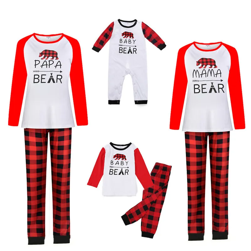

Family Christmas Pajamas 2020 Cotton Letters Round Neck New Pyjamas Adult Kid Baby Romper Sleepwear Homewear Family Outfits