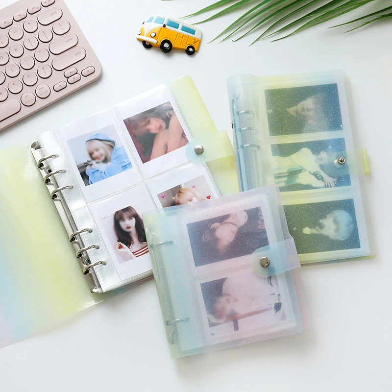 Album Fotografico Portatile In Pvc Color Arcobaleno Album Di Colori Glitter Gelatina Per Mini Instax E Carta Di Nome Raccoglitore Di Foto Di Stelle Kp