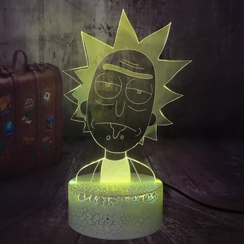 

Anime Rick and Morty 3D illusion LED Night Light Acrylic Crackle Cartoon Kids Remote Control Desk Lamp Home Decor Christmas Gift