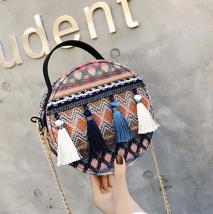 Женская Кожаная синяя сумка-хобо с бахромой женская сумка Boho кошелек на плечо сумка с кисточками - Цвет: Синий