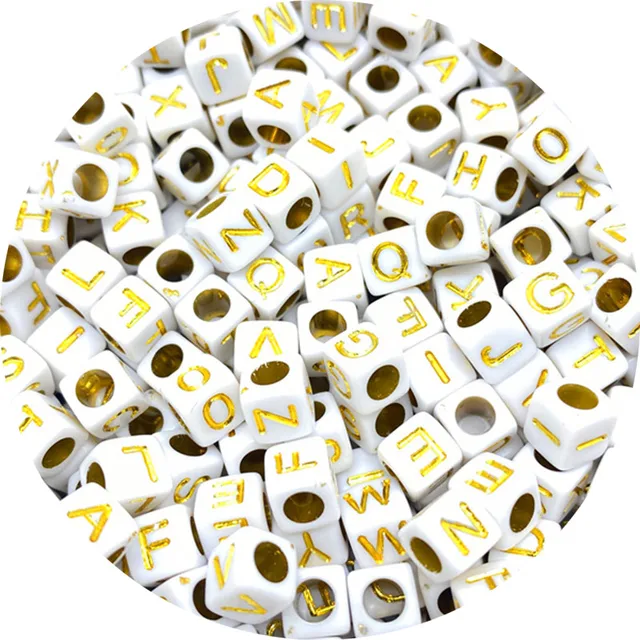 100pcs 6mm Mixed Square Alphabet Letter Beads Charms Bracelet Necklace For Jewelry Making DIY Accessories 31