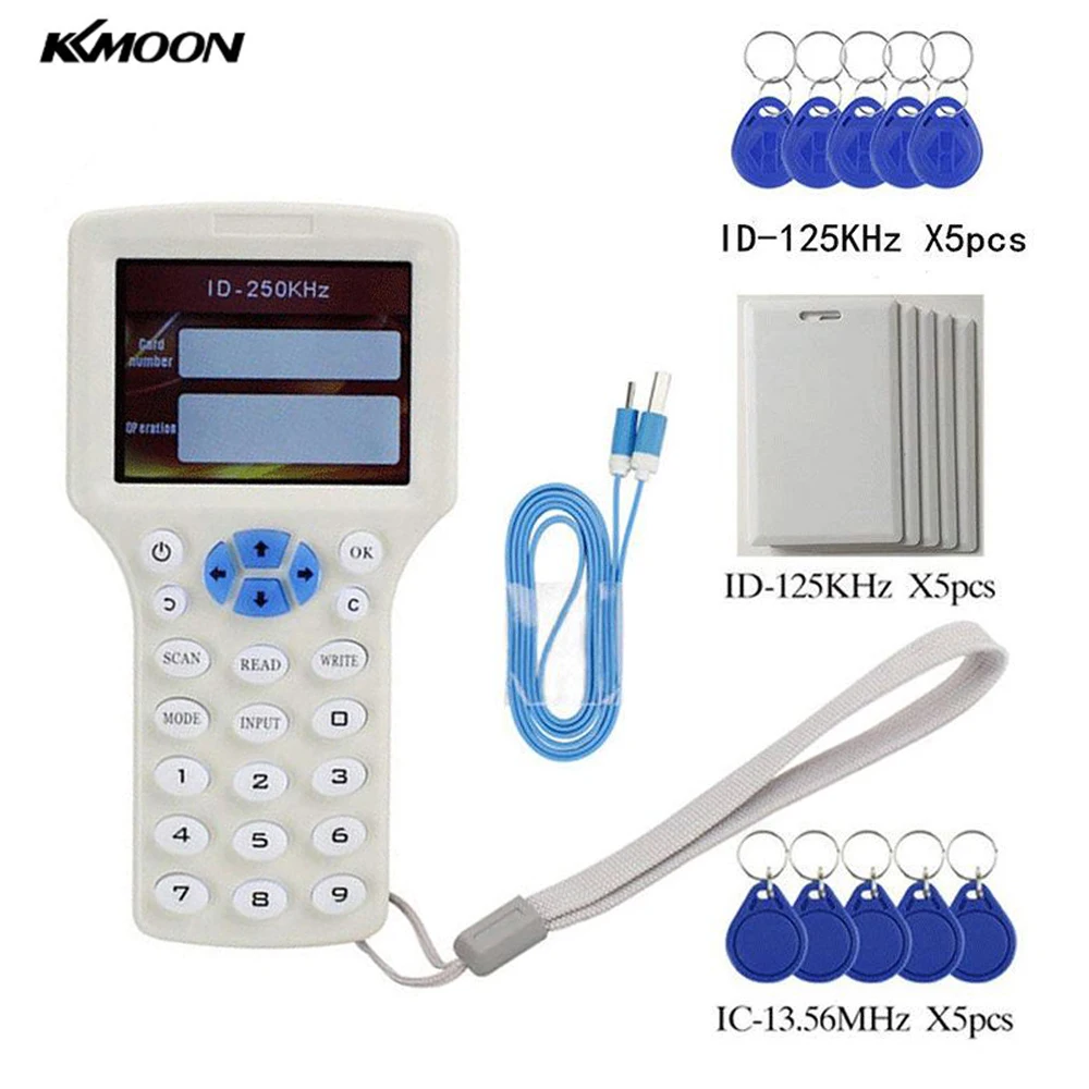 

RFID NFC Card Copier Reader Writer Duplicator 10 Frequency Programmer set kit for IC Cards All 125KHz Cards tools accessories