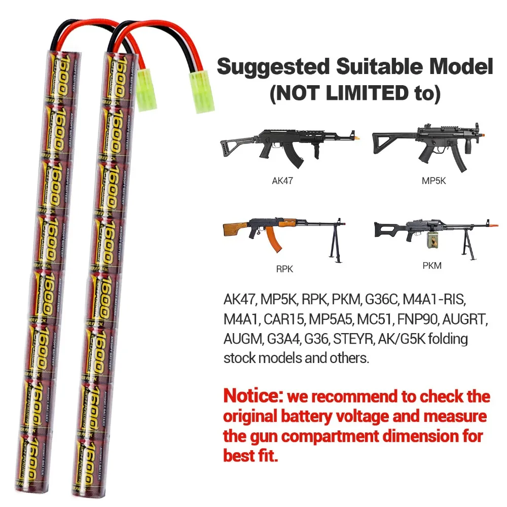 2/3A 9,6 в NIMH страйкбольные пистолеты палки батарея 1600 мАч пакет с мини разъем Tamiya для AK47, MP5K, RPK, PKM, G36C, M4A1-RIS, M4A1, CAR15