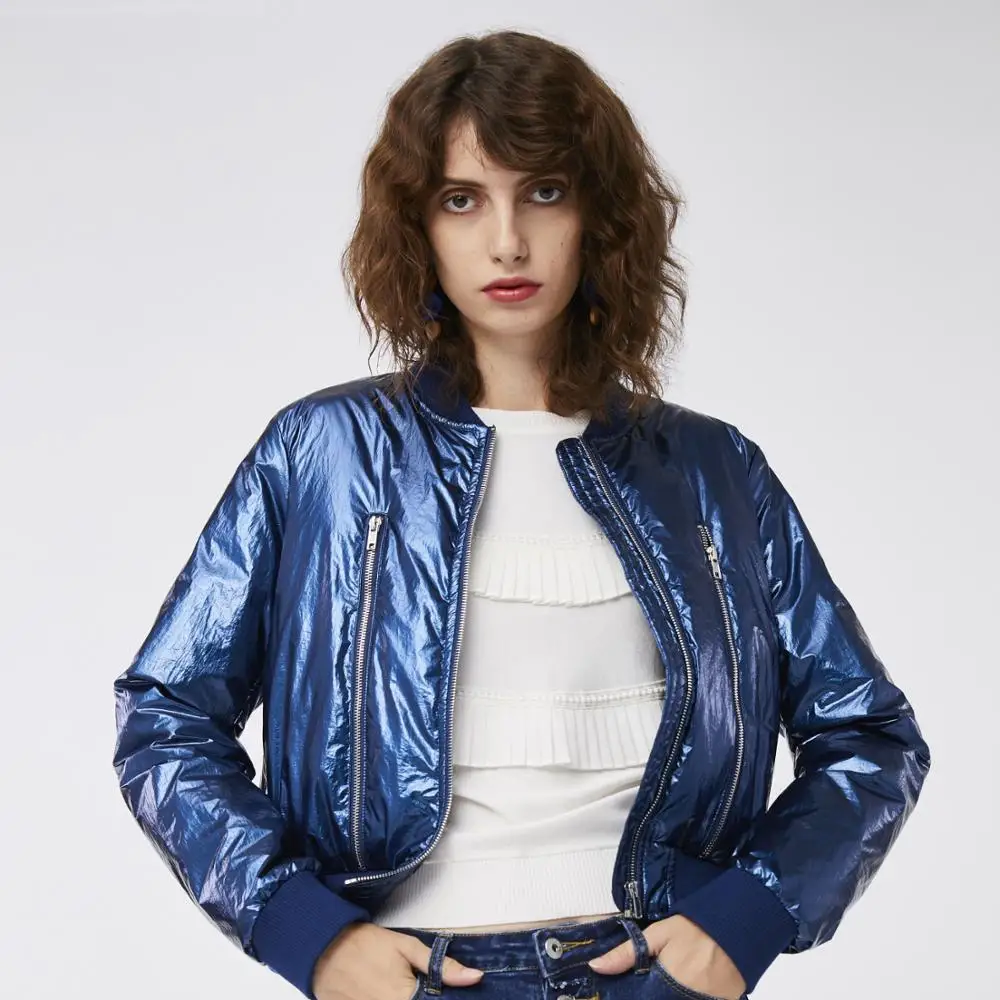  2019 Newly Winter Women Glossy Down Jacket Casual Zipper Short Solid 90% White Duck Down Parkas Wat