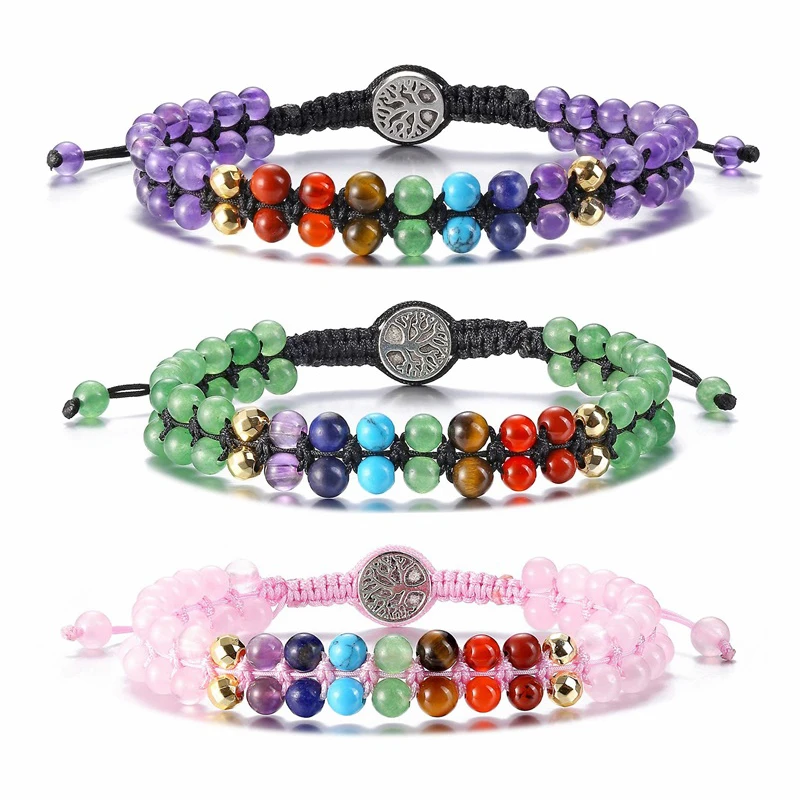 7 Chakra Healing Crystal Elastic Bracelet - 6mm Beads