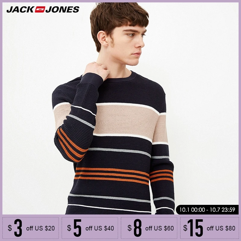 

Jack Jones Roun Collar Men Stripe Knitted Sweater | 218124507