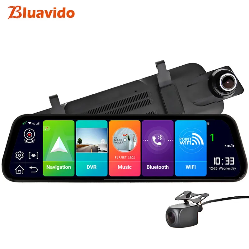 Bluavido 4G Android 8,1 автомобильный зеркальный видеорегистратор gps навигация ADAS камера в зеркале заднего вида FHD 1080P двойной объектив видеорегистратор - Название цвета: None Card