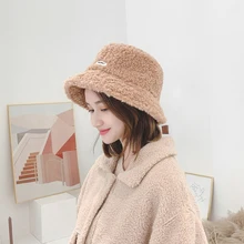 Зимняя шапка-ведро из искусственного меха для женщин и девушек, модная однотонная утолщенная мягкая теплая шапка для рыбалки, уличная Женская плюшевая пушистая Панама