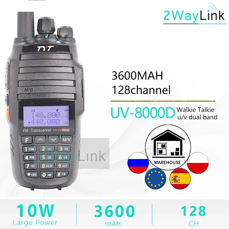 TYT TH UV8000D Walkie Talkie 10 KM Dual Band VHF & UHF 10W km любительская радиостанция 3600mAh с функцией