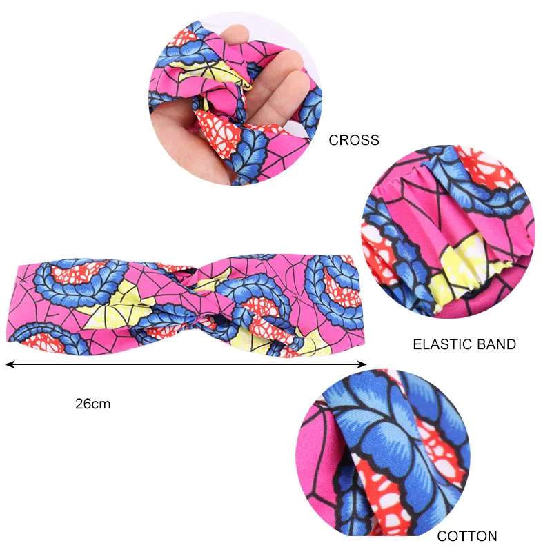 New African Pattern Print Headband for Women Twist Style Black Girl Head Wraps Elastic Hair Accessories Turban Headscarf