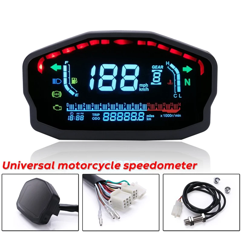 Мотоцикл lcd цифровой спидометр одометр подсветка прочный для 2 4 цилиндра F-Best