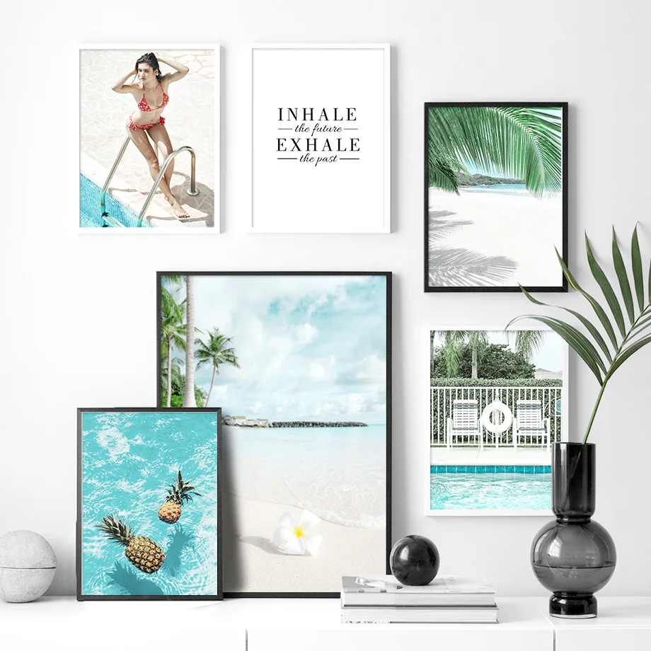 Sea-Beach-Pineapple-Girl-Swimming-Pool-Nordic-Posters-And-Prints-Wall-Art-Canvas-Painting-Wall-Pictures