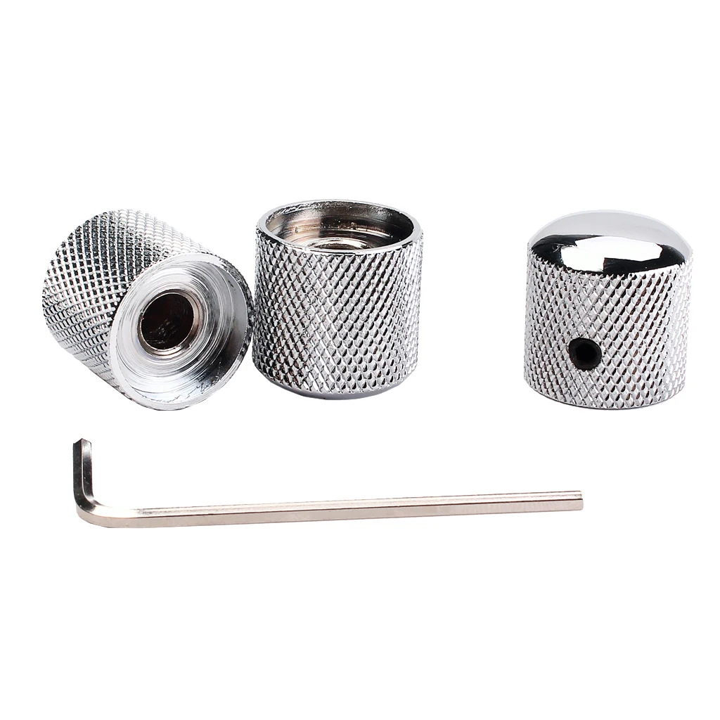 3pcs Dome Knob Volume Tone Control Knobs with Inner Hexagon Wrench for Electric Guitar Bass Screw