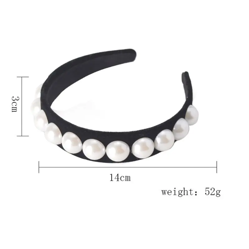 Ladies Bride Wedding Wide Headband Semicircle Imitation Pearl Beading Hair Hoop Velvet Jewelry Banquet Prom Styling 5
