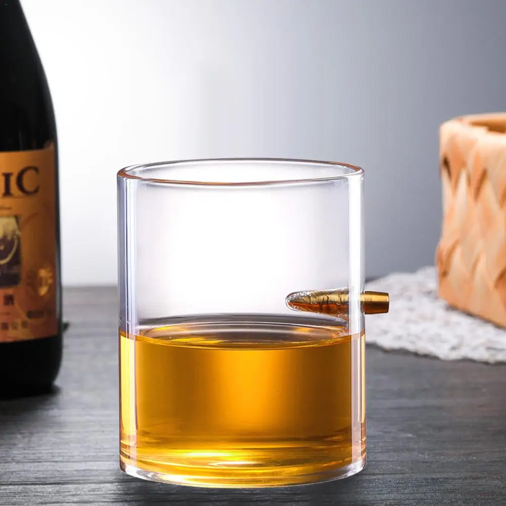 Стеклянный бокал пуля встроенный в декоративная стеклянная чашка креативный стеклянный бокал для вина тумблер для виски креативный стеклянный бокал для вина