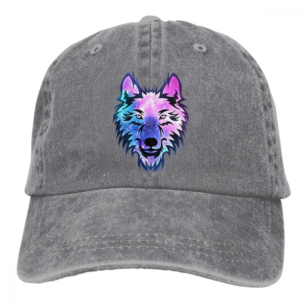 Galaxy Wolf Casquette черные унисекс Мужские Женские джинсовые бейсболка с ремешком кепки Регулируемый Гольф папа шляпа