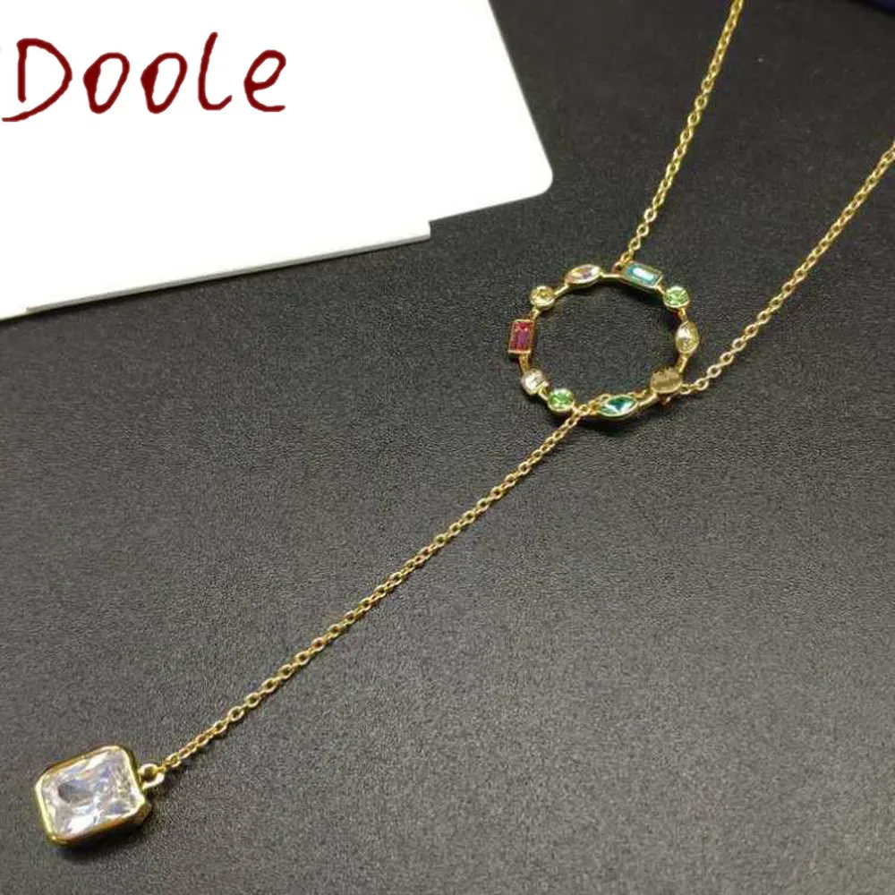 

2020 charm fashion jewelry high quality swa crystal circle geometric radiation color Y-shaped female necklace circle necklace