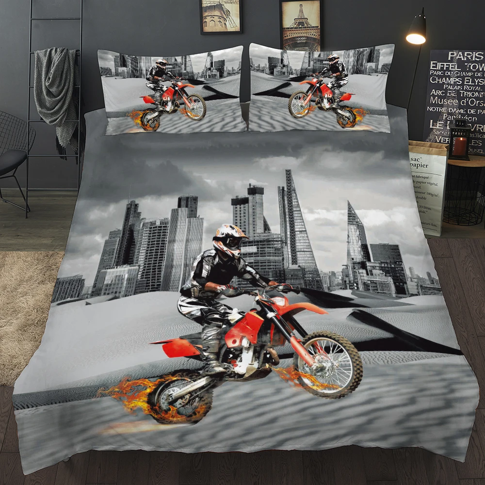 3d реалистичный мотоцикл печать пододеяльник кровать пододеяльник король одеяло набор Высокое качество постельное белье королева для мальчиков взрослых - Цвет: motorcycle 1