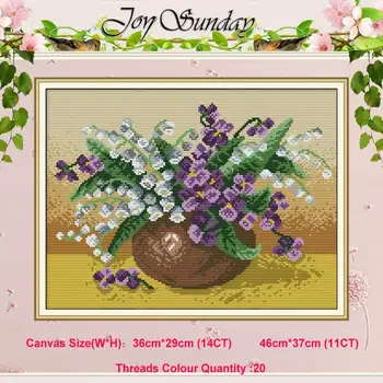 

Lily of the valley vase flower patterns counted 11CT 14CT Cross Stitch Set DIY Cross-stitch Kit Embroidery Needlework Home Decor