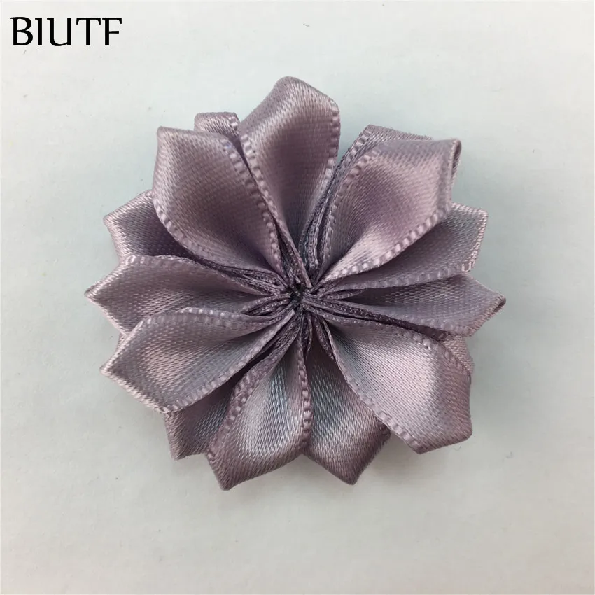 greyish purple 10 шт./лот 4 см острый наконечник 16-лепесток мини атласное платье с цветочным узором с зажим для волос швейный Декор Головные уборы аксессуары для детей TH303 - Цвет: greyish purple