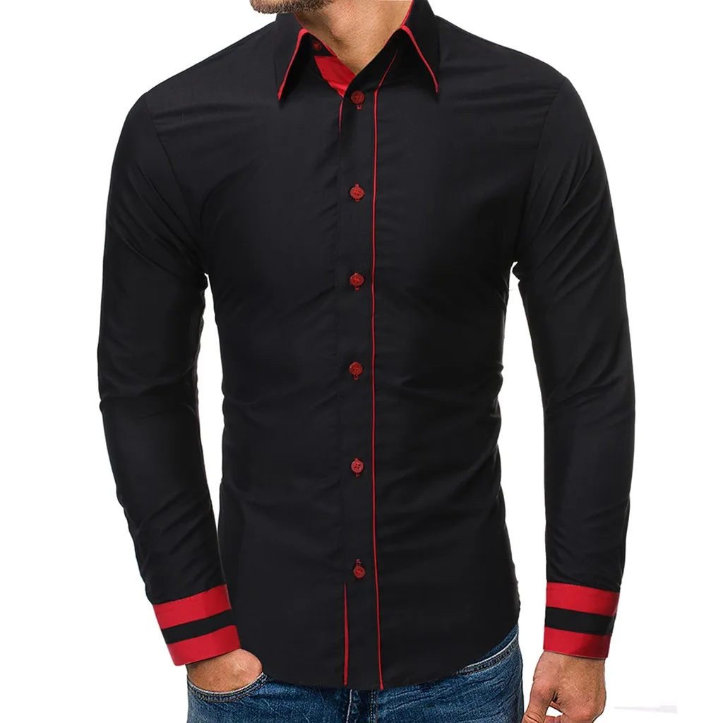 

Shirt Man Summer Autumn Camisa Men's New Style Fashion Designer Colour-Clashing Stitched Long-Sleeved Shirts Blouse