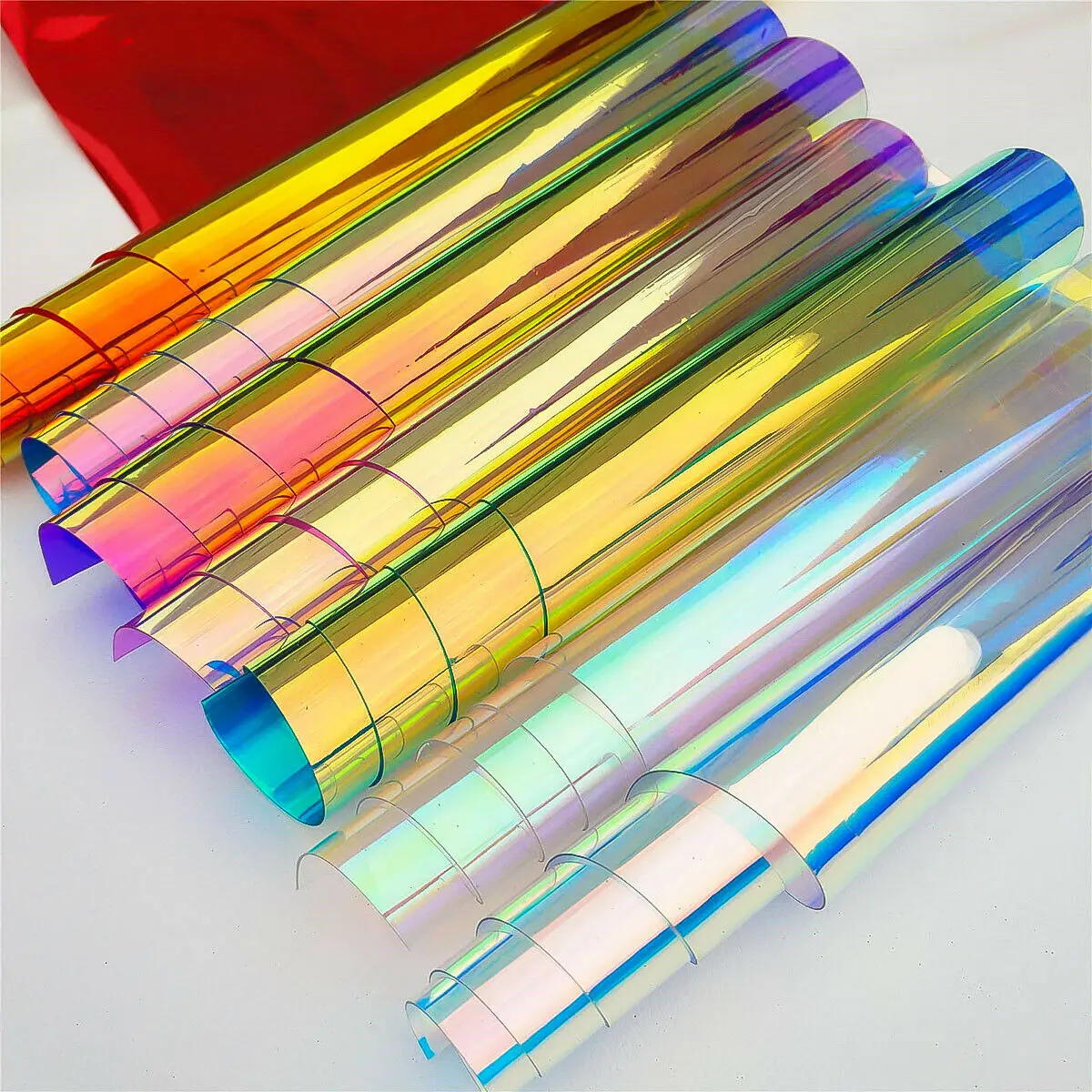 Iridescent Vinyl Fabric Sheet  Transparent PVC Leather Fabric