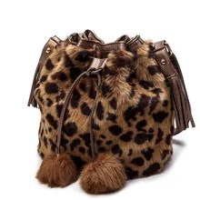 Новые зимние женские сумки, женские Теплые Модные леопардовые плюшевые сумки, женские сумки через плечо, сумка-мешок, женская сумка-тоут