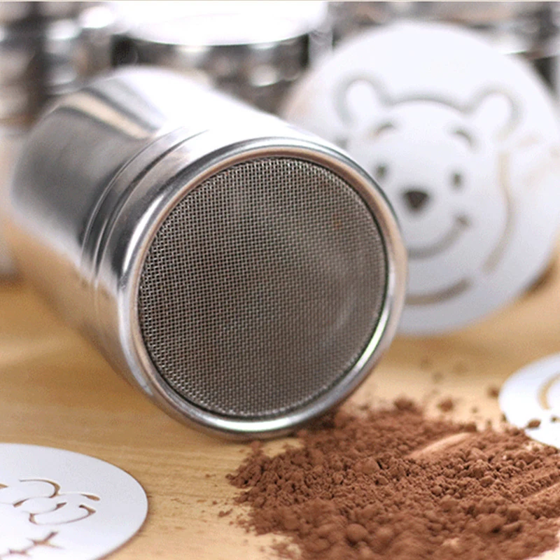 Distributeur de poudre en acier inoxydable, glaçage sucre café cacao  chocolat poudre Shaker farine plumeau filtre de cuisine outils de cuisine -  AliExpress