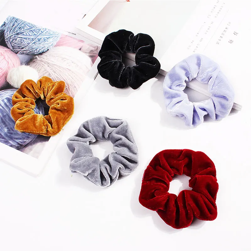 big hair clips 2021 Korea Velvet Scrunchie Elastic Hair Bands Solid Color Fashion Headband Ponytail Holder Hair Ties Hair Accessoires Free Ship pink hair clips