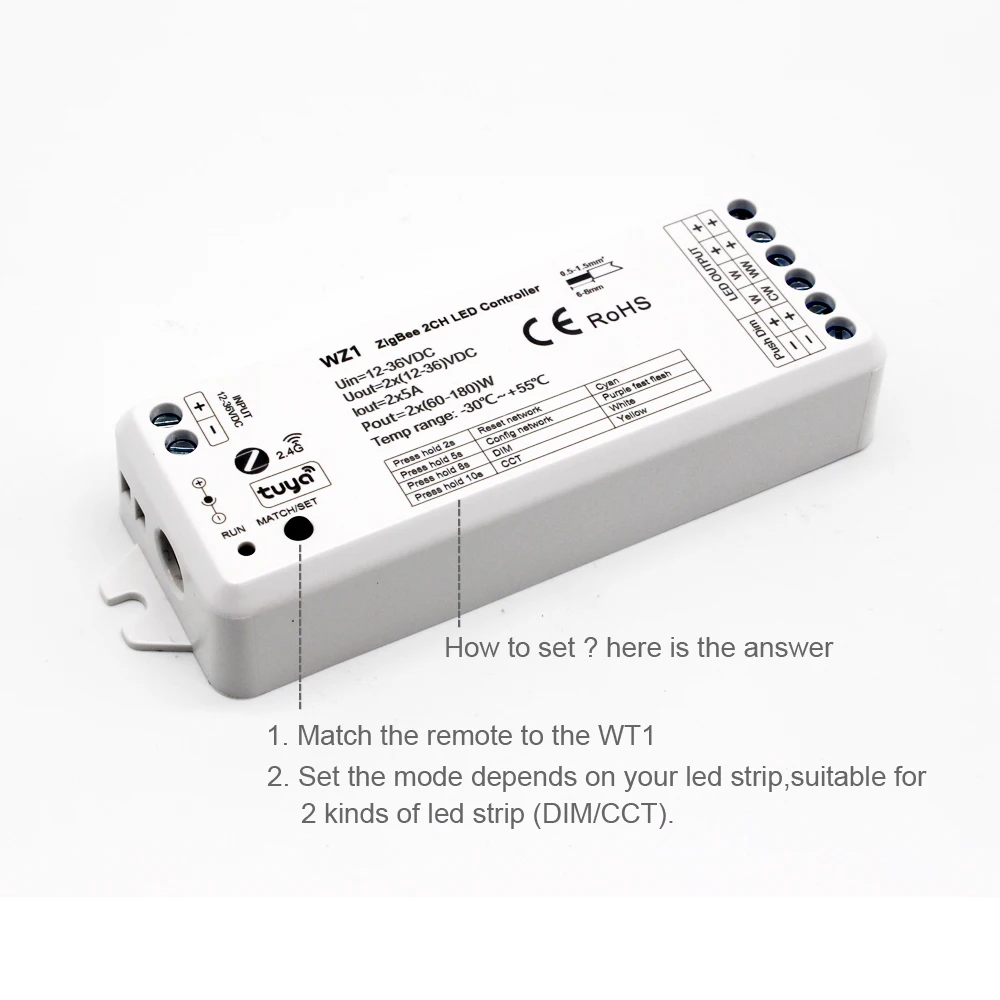 Tuya Zigbee Dimmer LED Switch 12V 24V 36V DC 2CH Wireless RF 2.4G Remote WIFI Smart Life CCT WW CW Strip Controller WZ1 Dimer smart light switch led strip controller led dimmer switch led dimmer controller smart dimmer switch lamp dimmer led strip switch power cords dimmer switch