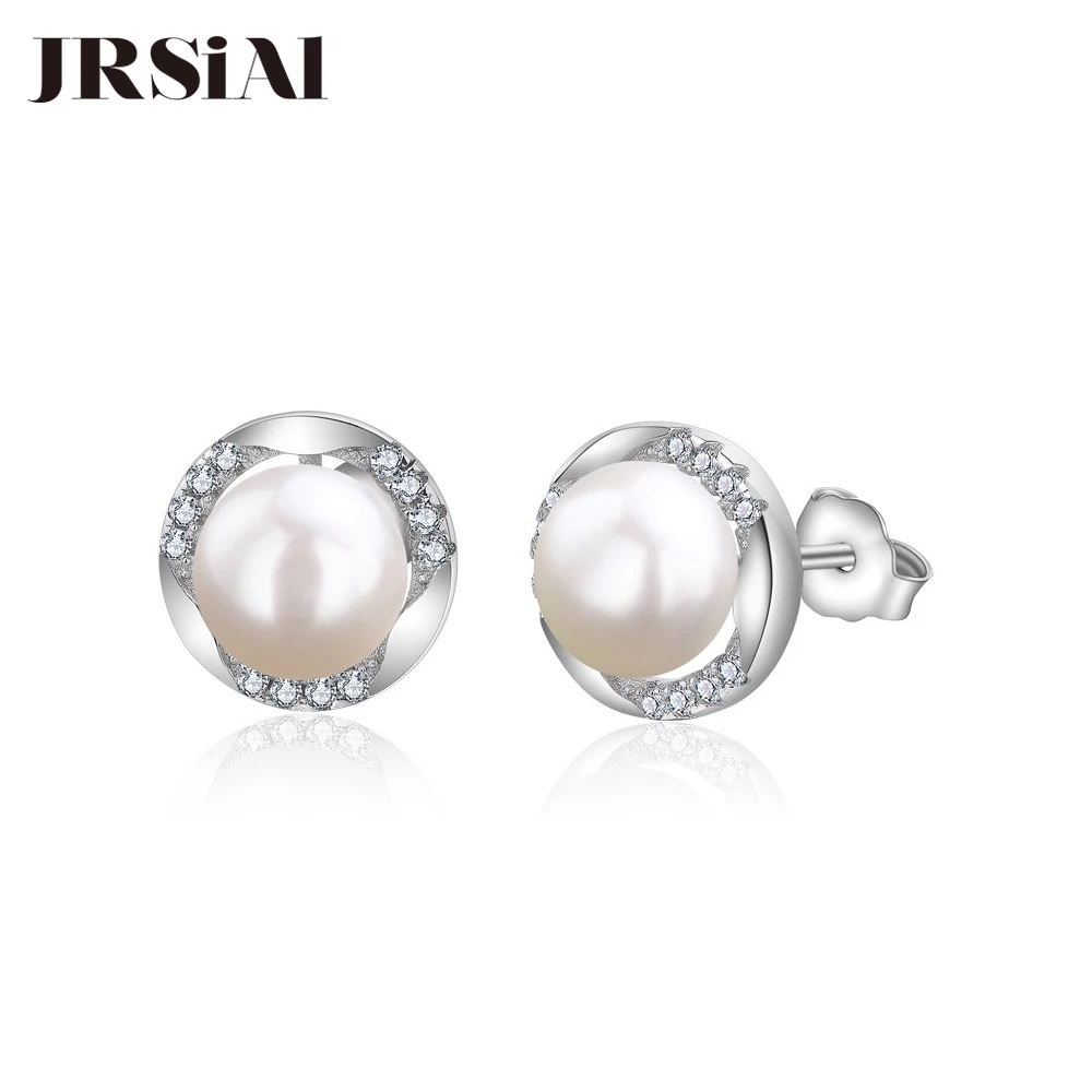 

JRSIAL 925 Sterling Silver Jewelry Freshwater Pearl Earrings Korean Woman Earrings Zircon Earrings