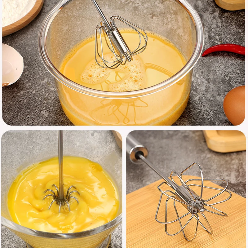 Youpin 스테인레스 스틸 핸드 압력 회전 반자동 믹서 커피 믹싱 Eggbeater 핸드 헬드 믹서 주방 요리 도구