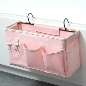 

1PC Hanging Dormitory Bedside Storage Organizer Bed Desk Storage Bag Remote Control Book Mobile Phone Pockets Holder Hook