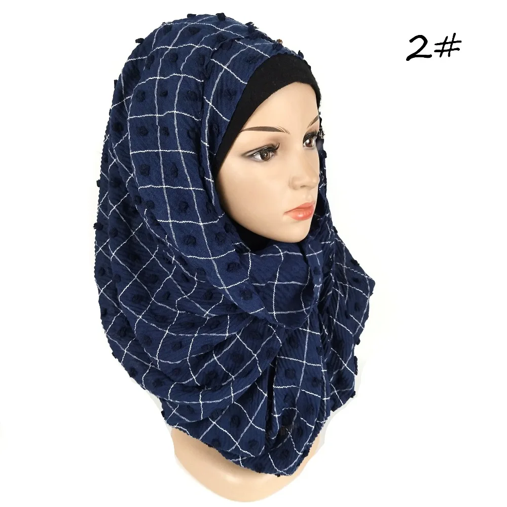 V2 10 шт Высококачественная в полоску crinkle хлопковая вискоза хиджаб платок, женский шарф обертывание головная повязка леди подшарф можно выбрать цвета