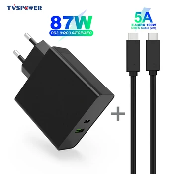 

87W TYPE-C USB-C Power Adapter,1Port PD65W QC3.0 Charger For USB-C Laptops MacBook Pro/Air iPad Pro,USB for S8/S10 iPhone ipad