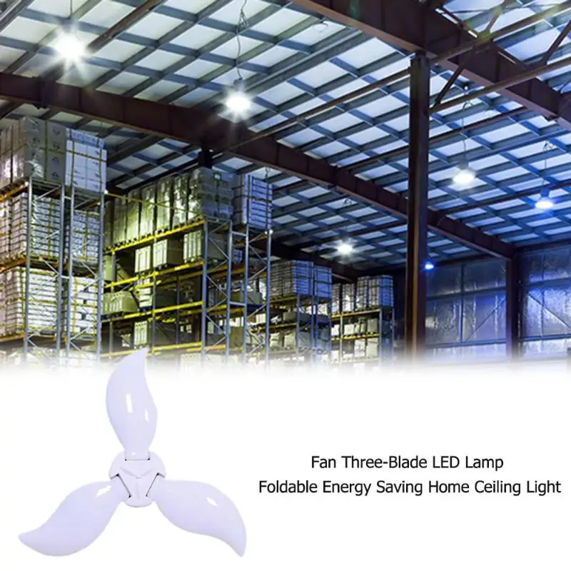 Холодный белый Светодиодный вентилятор в форме лопасти с широким напряжением 45 Вт E27 складной энергосберегающий супер яркий 6000лм домашний потолочный светильник