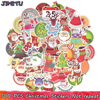

100 PCS Christmas Stickers Gift for Children Matte Lovely Snowflake Elk Festival Decor Sticker to DIY Scrapbook Laptop Snowboard