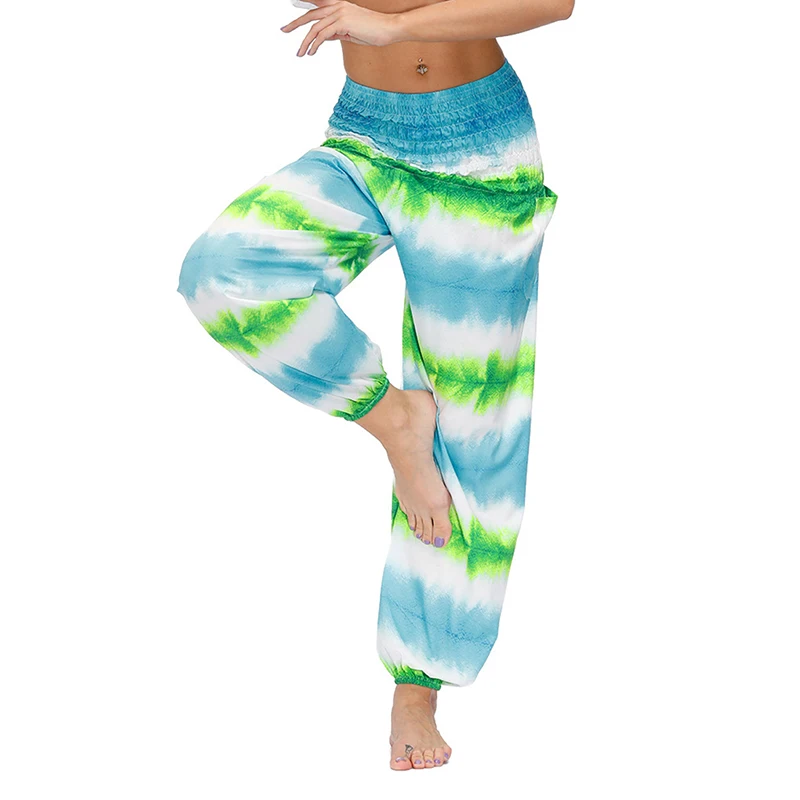 Женские богемные повседневные свободные штаны для йоги с галстуком-краской