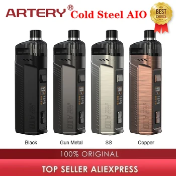 

Origina Artery COLD STEEL AIO Kit with 4ML Cartridge Pod & 120W MOD Vape with XP and RBA Version Electronic Cigarette Vaporizer