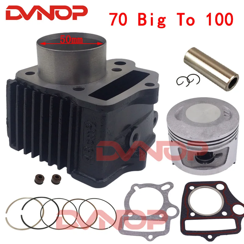 Motorcycle Cylinder Piston Kit For 50mm HONDA ATC70 CT70 C70 TRX70 CRF70 CRF70F DAX70 ST70 XR70 70CC 72CM3 upgrade to 100cc |
