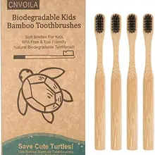 Bamboo Carcoal зубная щетка с мягкой щетиной, зубная щетка для малышей Экологичная-Угольная упаковка из 4