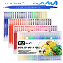 60 цветов двойная щетка маркер для рисования тонкий наконечник и наконечник отлично подходит для пулевых журналов раскраски для взрослых каллиграфия надписи